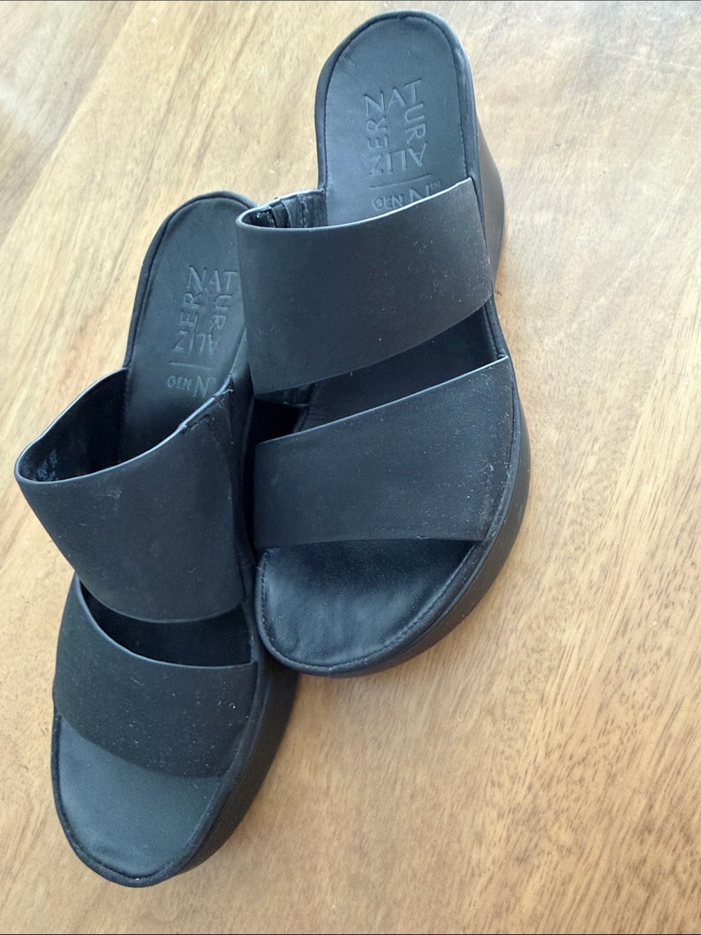 Naturalizer Black Double-Band Slide Mules